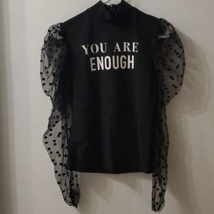 "You Are Enough" Puff Sleeve Top NWOT